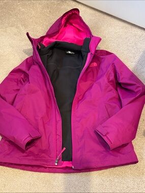 Sz M Womens The North Face Dryvent Magenta Hooded Rain Shell Jacket